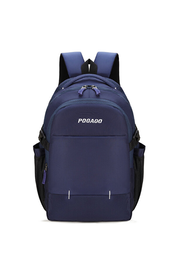 Large Polyester Backpack for School and Travel with 4 Zip Compartments and Laptop Pocket