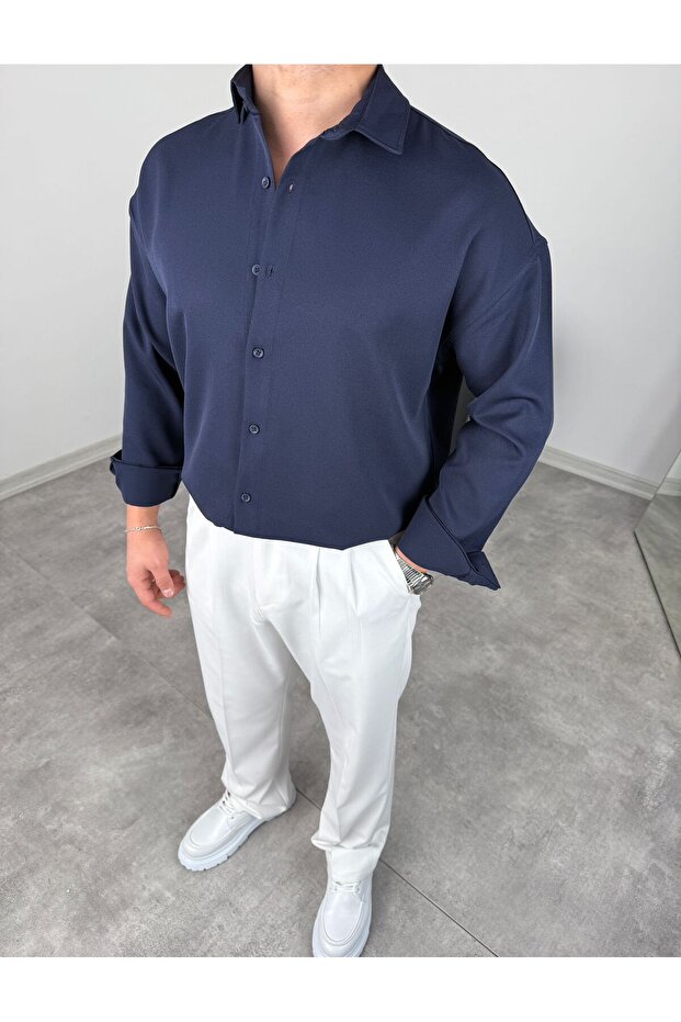 OVERSİZE DABIL İTHAL KUMAŞ GÖMLEK - 1