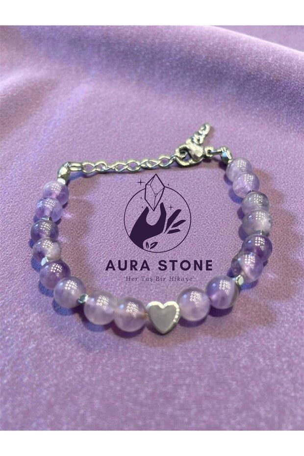 Aurastone Aura Love Amethyst Natural Stone Bracelet with Steel Apparatus