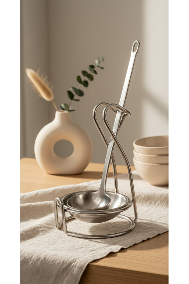 Stainless Steel Luxury Ladle Stand Countertop Spoon Rest Functional Kitchen Organizer