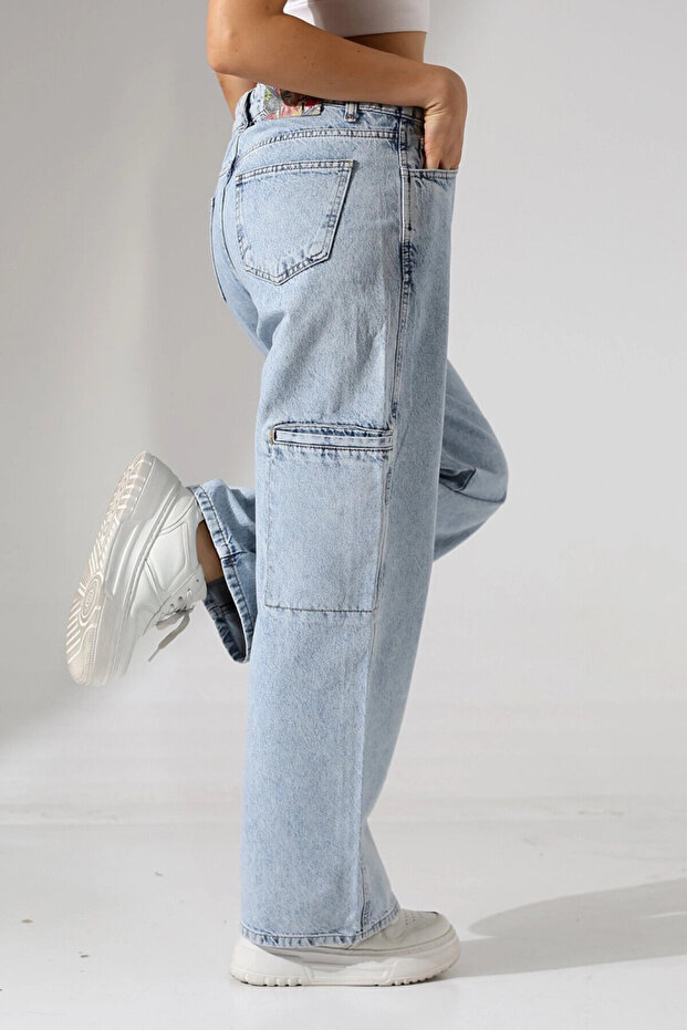 Light blue wide leg jean pants
