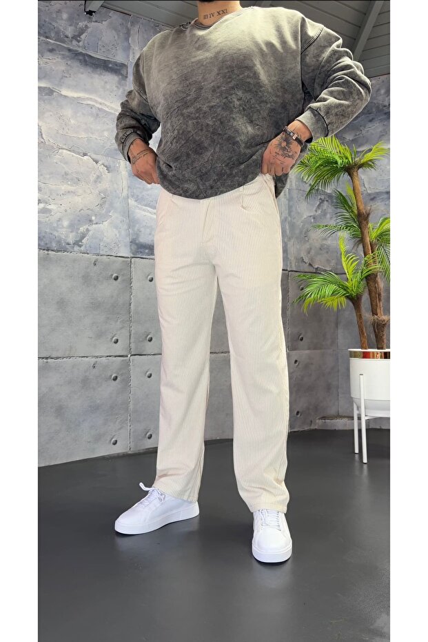 Regular Velvet Trousers with Single Pile Detail