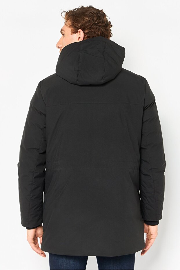 جاكيت رجالي منفوخ سادة، أسود - 2