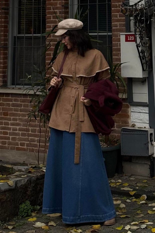 Dantelli Süet Gömlek Camel - 2