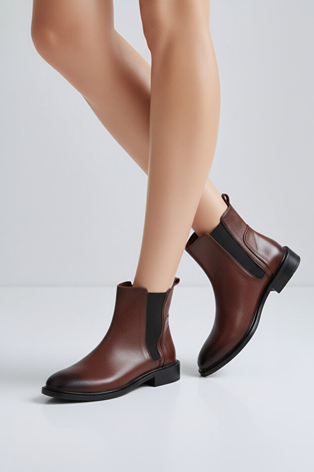 Hosss Genuine Leather Brown Women's Boots