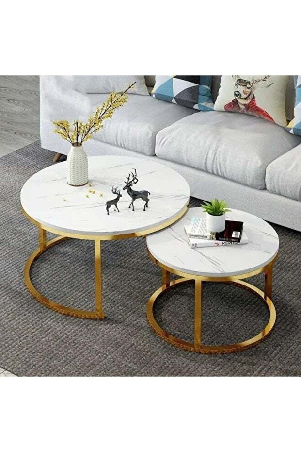Round Nesting Coffee Tables with MDF TOP And 80 cm with and 65 cm height