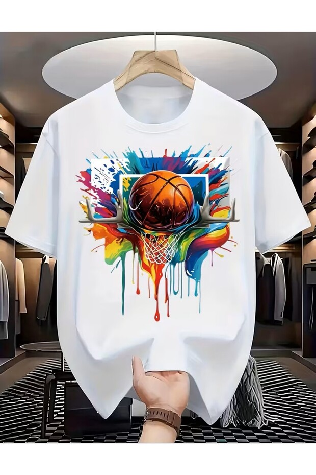 Basketball Graphic- Royal Blue Ring Design T-Shirt