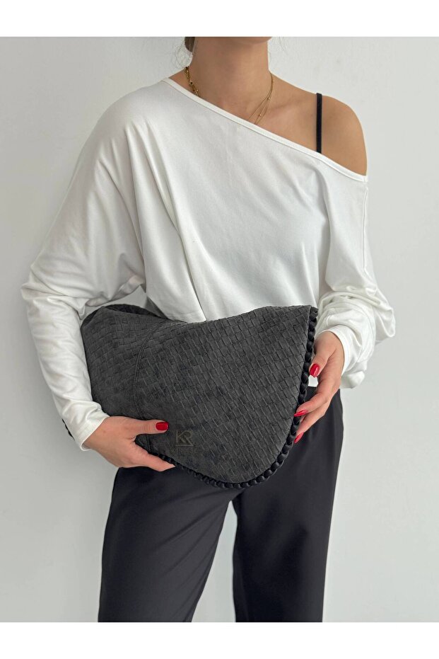 Suede Quality New Model Knitted Hand and Shoulder Bag