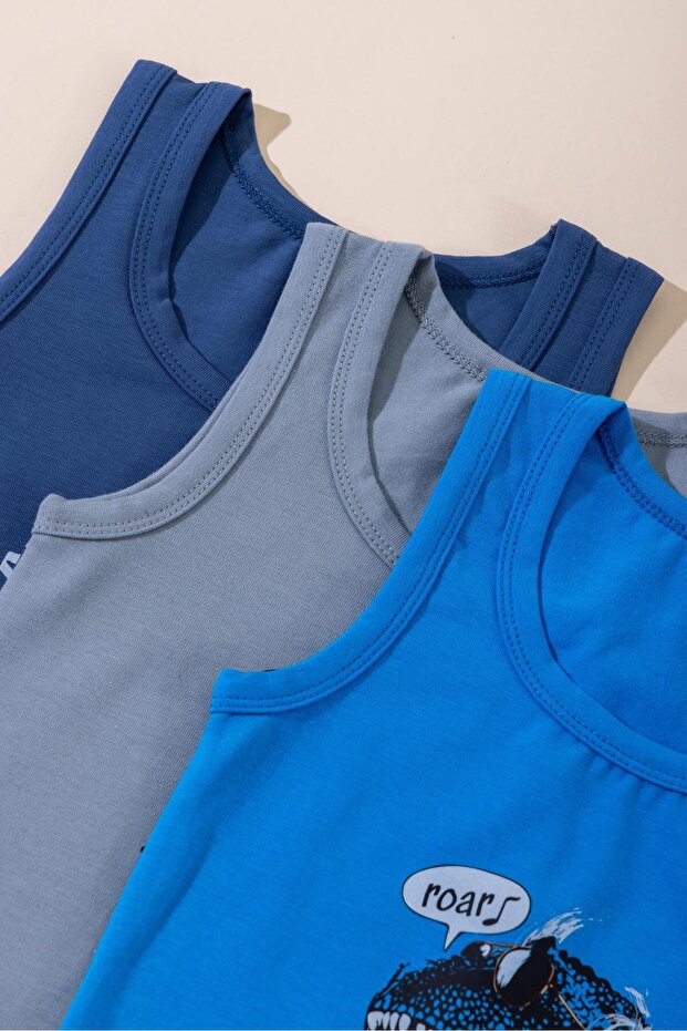 Boys' Cotton Crew Neck Printed Undershirt T-Shirt 3-Pack 2568 Colorful