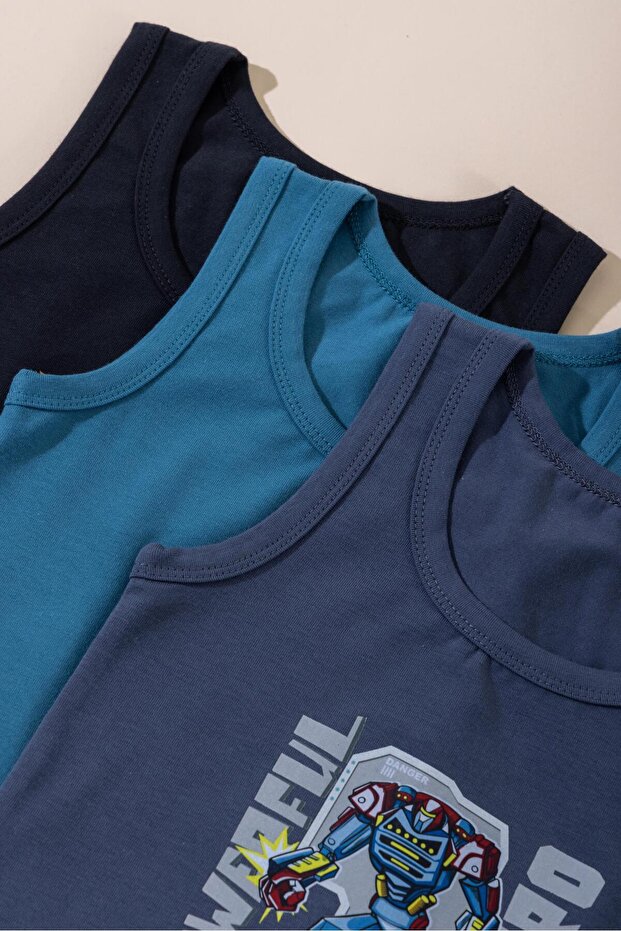 Boys' Cotton Crew Neck Printed Undershirt T-Shirt 3-Pack 2538 Colorful