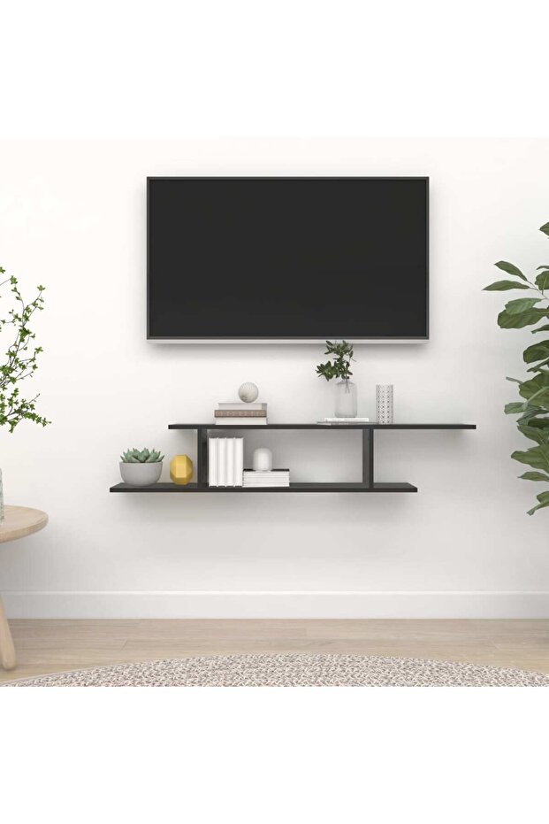 Wall-Mounted TV Shelf Black 125x18x23 cm Engineered Wood