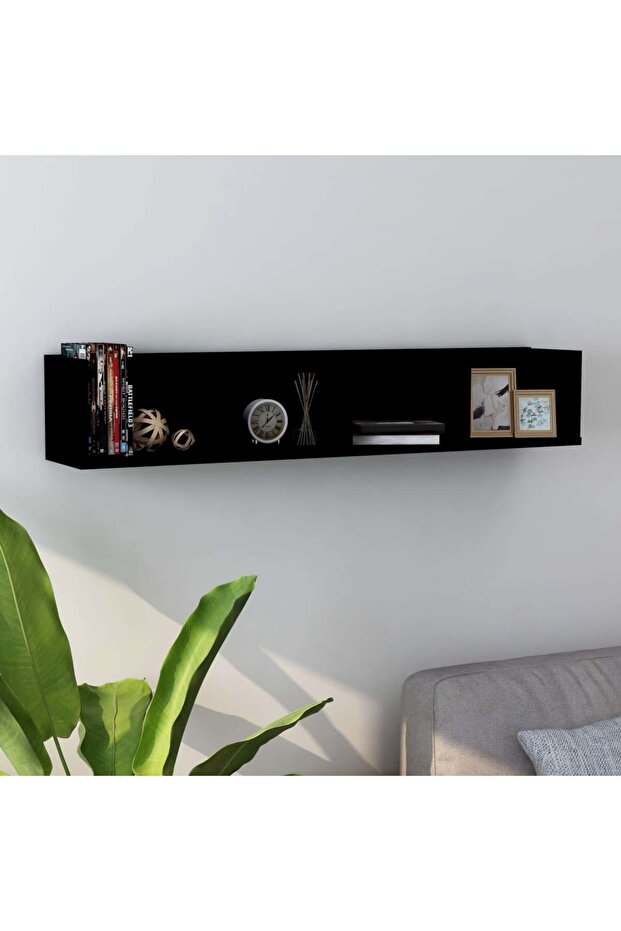 CD Wall Shelf Black 100x18x18 cm Engineered Wood