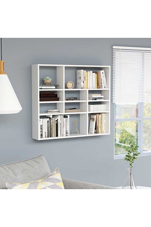 Wall Shelf White 90x16x78 cm Engineered Wood
