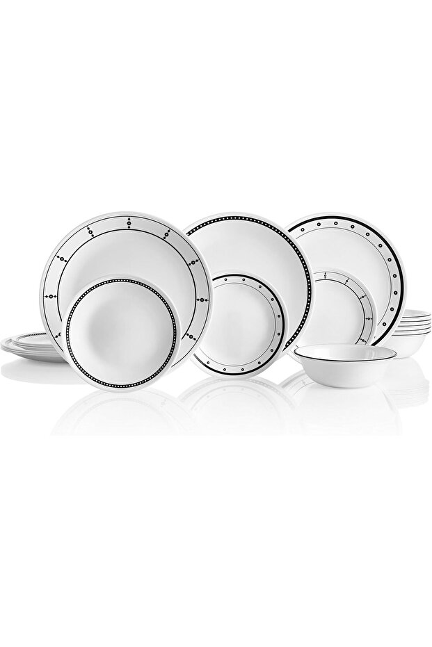 18 PCS Chip Resistant Classic Collection Dinnerware Set, Service for 6