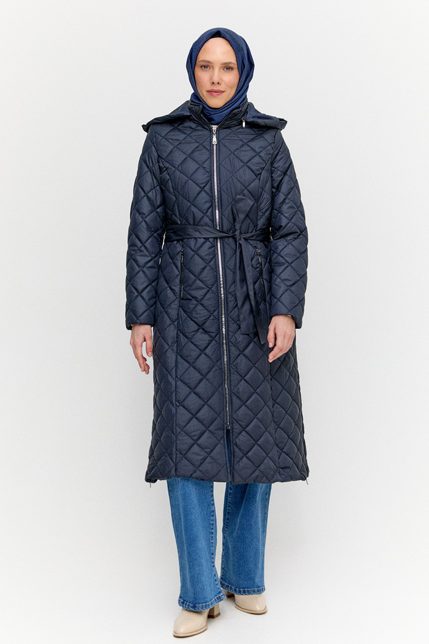 Kapüşonlu Kapitone Kaban - 1