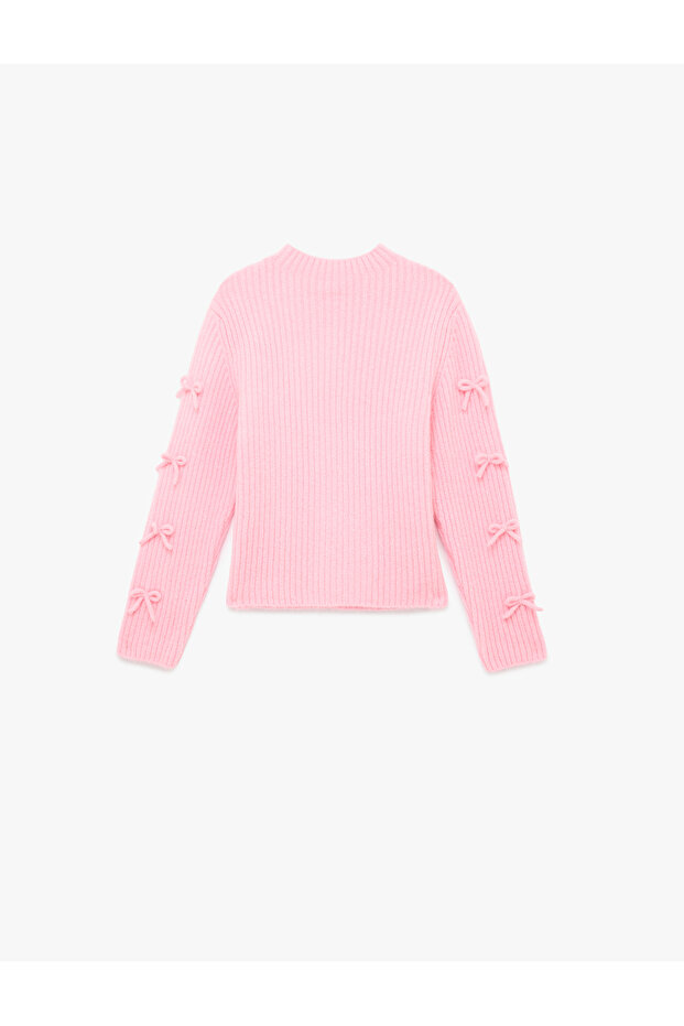 Bow Detailed Long Sleeve Crew Neck Knitwear Sweater