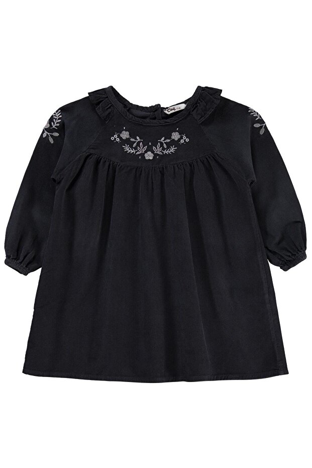 Embroidered Collar Dress for Ages 2-5 - Gray 4-5 Years