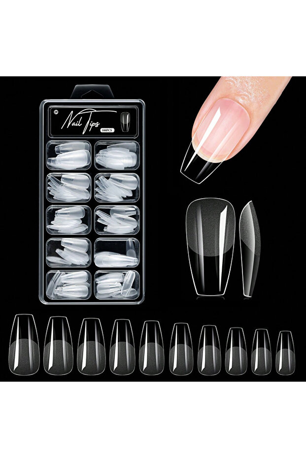 100pcs Coffin A 100/320/600Pcs Short Almond Nail Tips Soft Gel Nail Tips Full Cover False Nail Tips