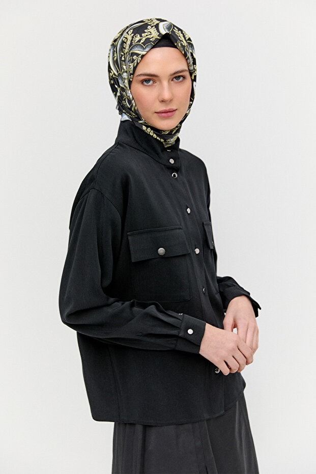 Çift Cepli Lyocell Gömlek - 5