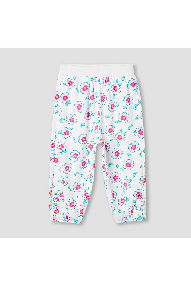 Printed Joggers with Ruffle Detail