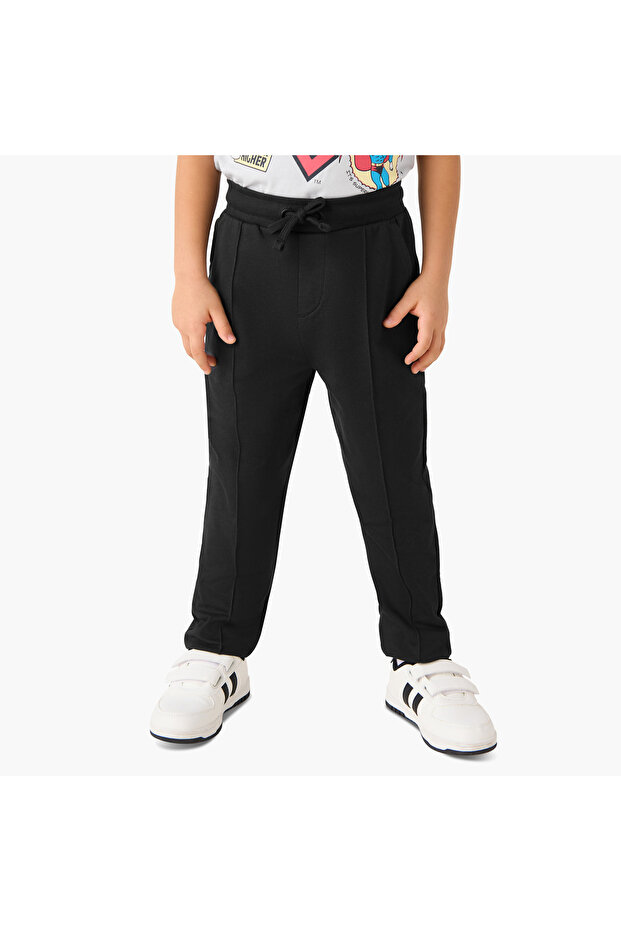 Panelled Joggers with Drawstring Closure