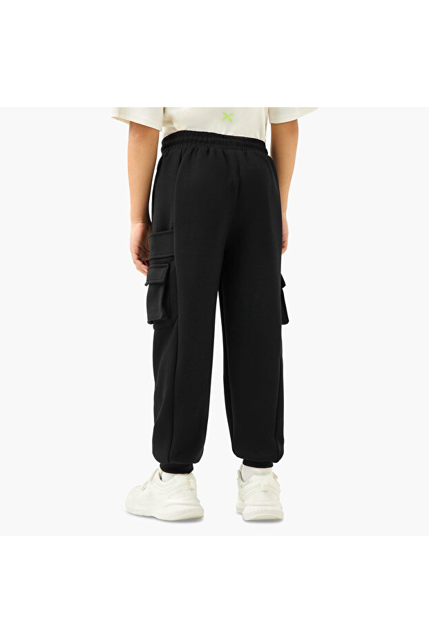 بنطال رياضي سادة مع رباط إغلاق وجيوب - 3