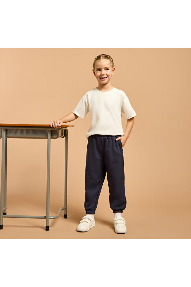 بنطال رياضي سادة مع رباط إغلاق وجيوب - 2