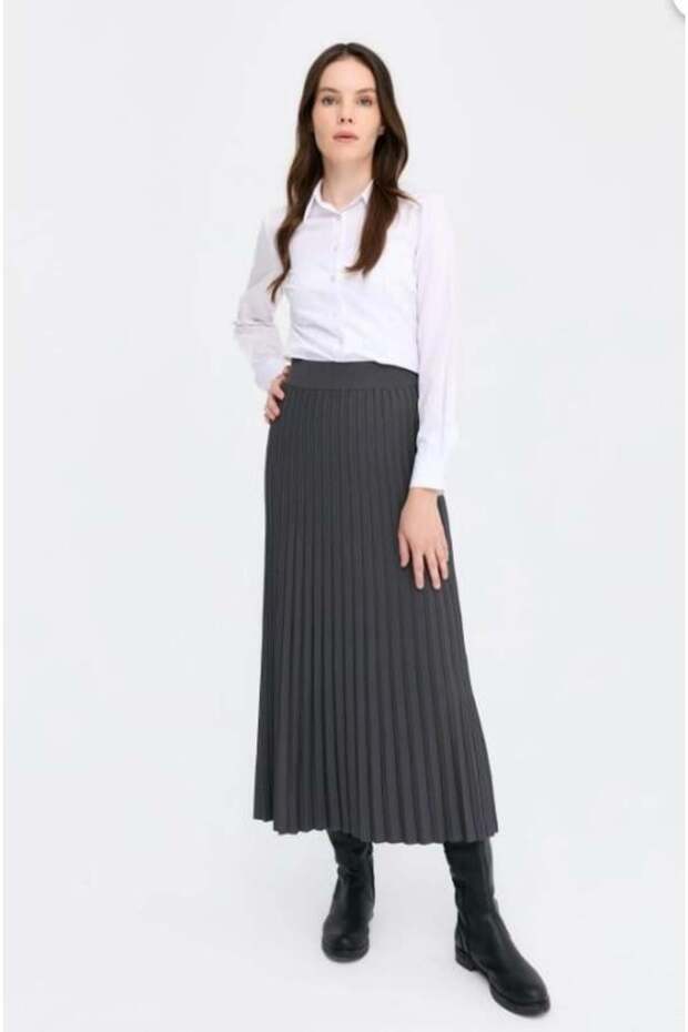 Women's Pleated Knit Skirt Anthracite
