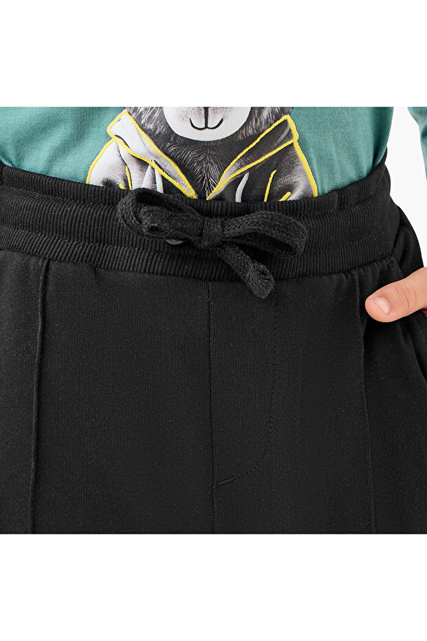 Panelled Joggers with Drawstring Closure - 3