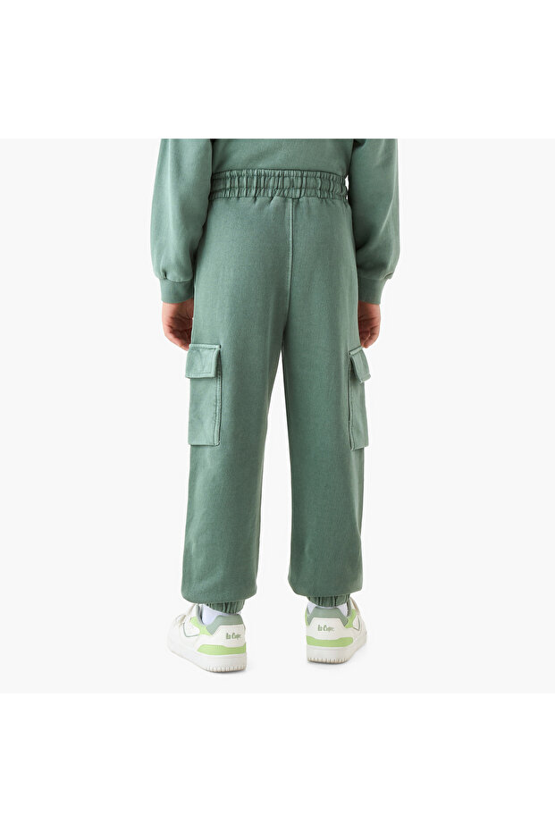 Solid Cargo Joggers with Drawstring Closure - 3