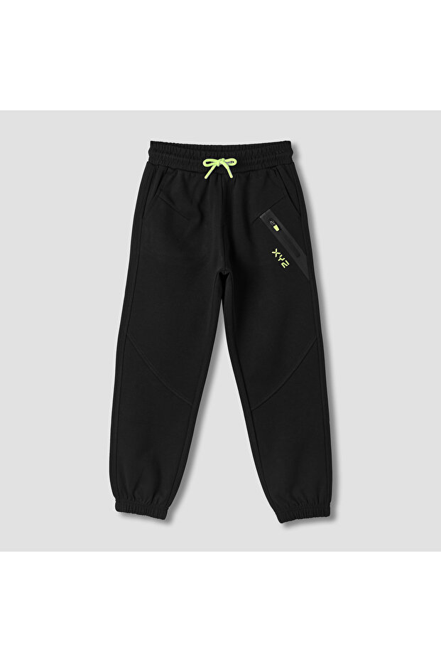 بنطال رياضي سادة مع رباط إغلاق وجيوب - 1