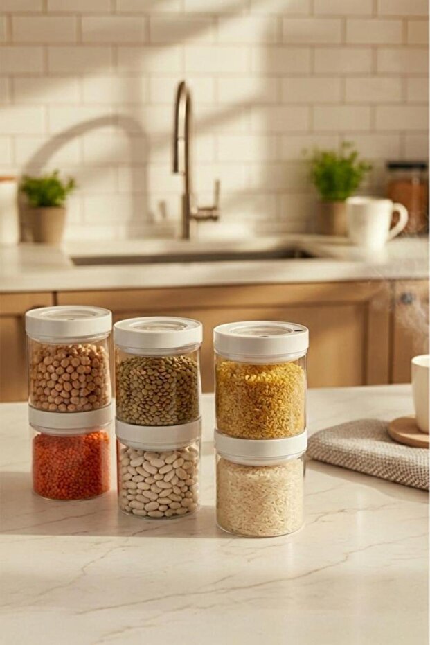 Lengo 6-Pack 850 ml Sealed Vacuum Borosilicate Glass Food Storage Jar