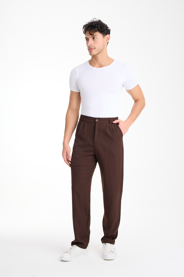 Men's Relaxed Fit Pleated Classic Baggy Trousers