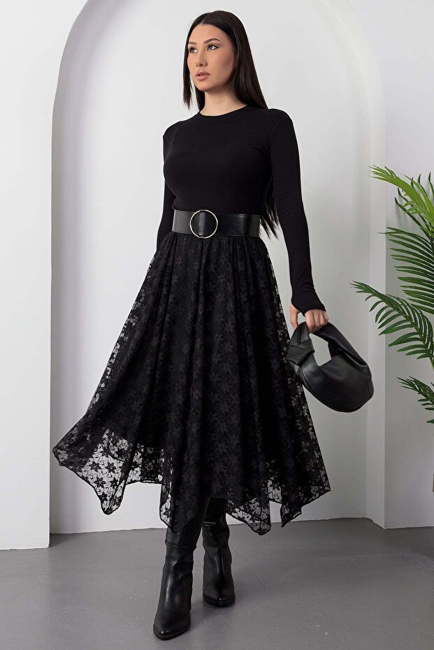 Dilimli Dantel Etek DKS1379 - 1