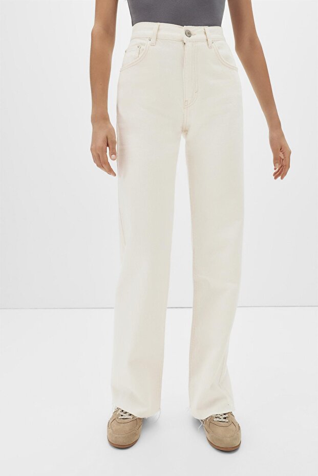 Yüksek bel straight fit jean - 5
