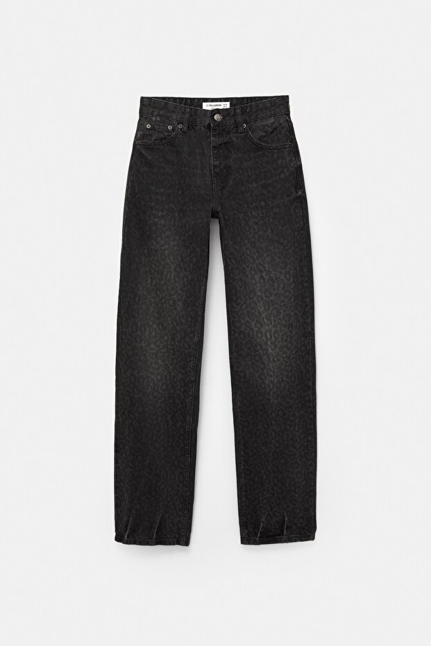 Leopar desenli straight fit jean - 6