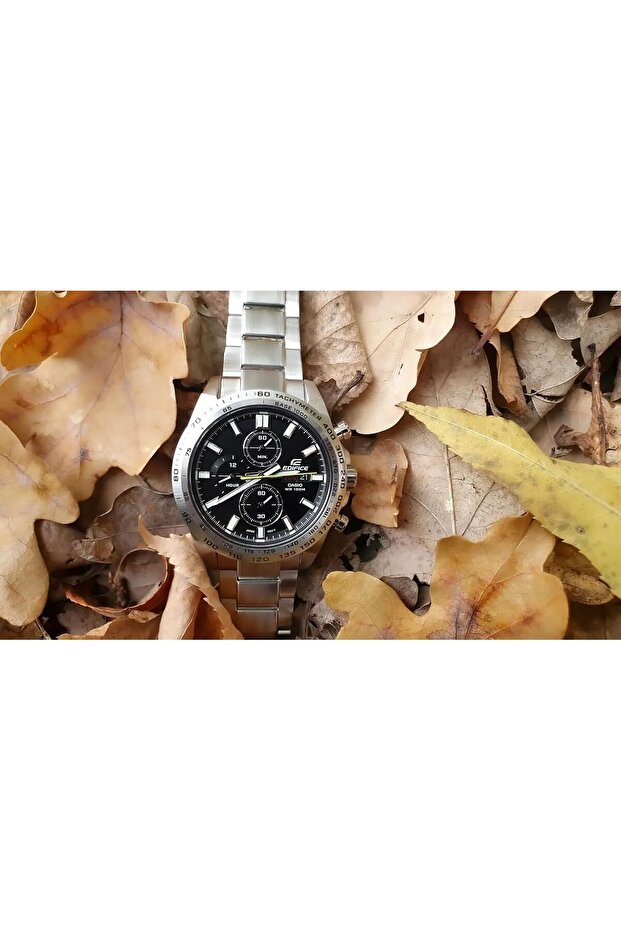 Men Watch Standard Chronograph Black Dial Stainless Steel Solid Band - 1