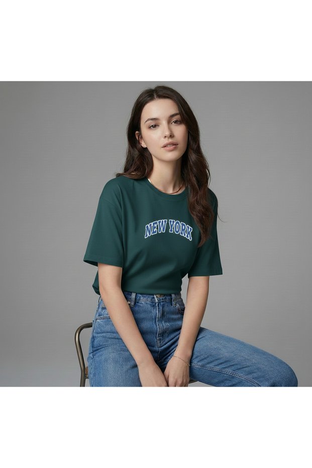 New York Women's Cotton Regular Fit T-Shirt