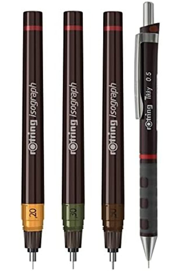 Bezsell Isograph College Technical Drawing Set, 3 Technical Drawing Pencils (0.2 Mm, 0.3 Mm, 0.5 mm) + 1