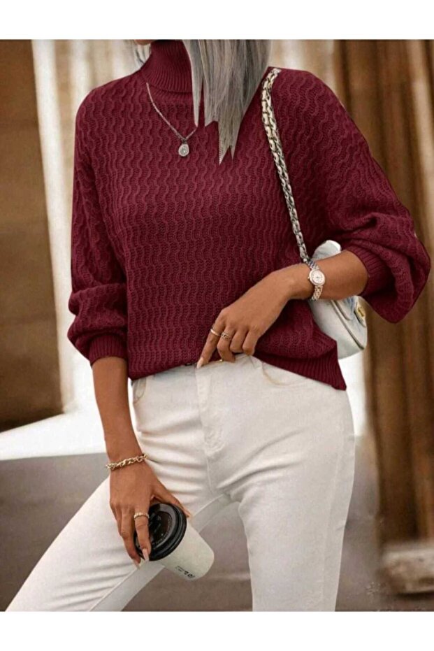سترة نسائية بياقة مدورة منقوشة بنمط الجاكار ذات تصميم مريح