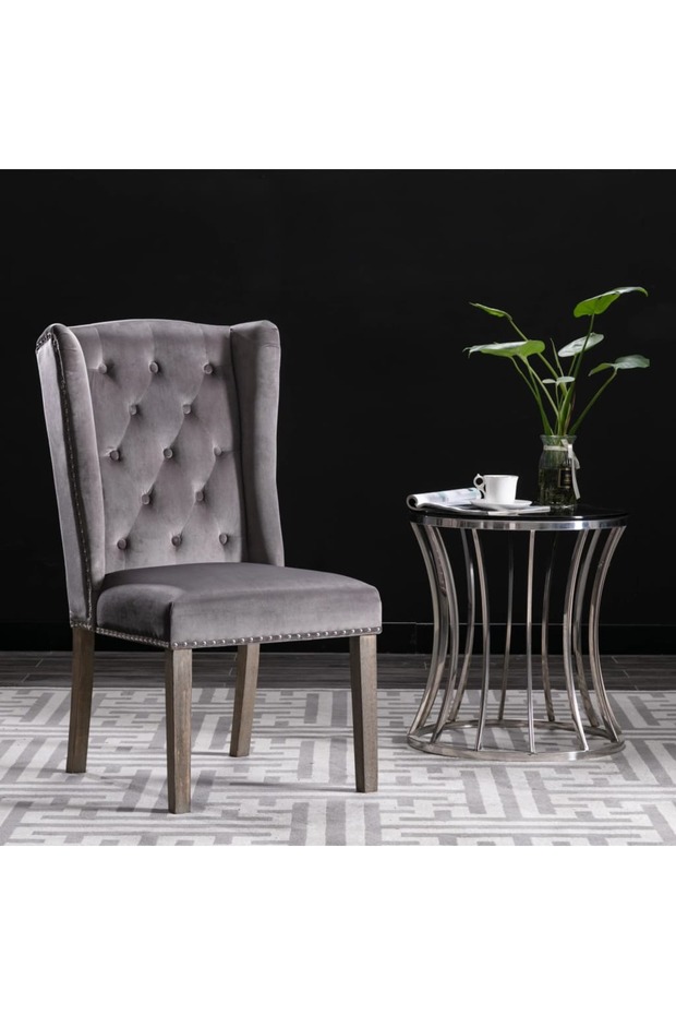 Dining Chair Grey Velvet