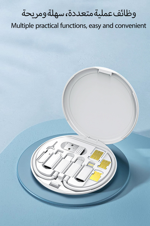 كابل محول بيانات متعدد الوظائف، يدعم الشحن السريع بقوة 60 واط، يدعم شريحة SIM وبطاقة الذاكرة، متوافق مع أجهزة iPhone وAndroid - 3