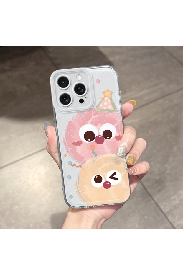 iPhone 15 Pro Max Compatible Case Camera Protection Transparent Ultra Thin Silicone Cover Small Coal Ball