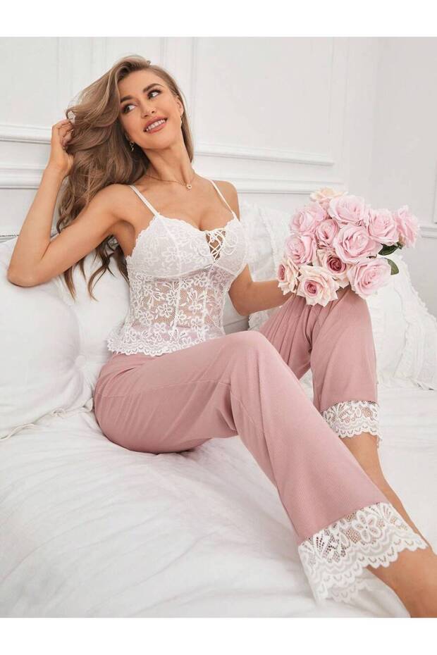 Lace Pajama Set with Color Options