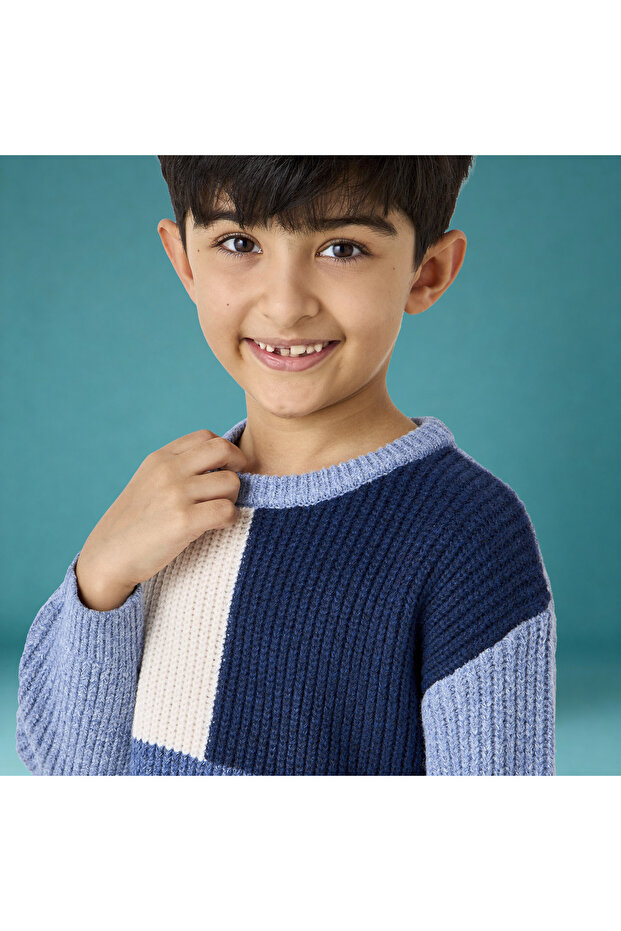 Colourblock Pullover with Long Sleeves - 4