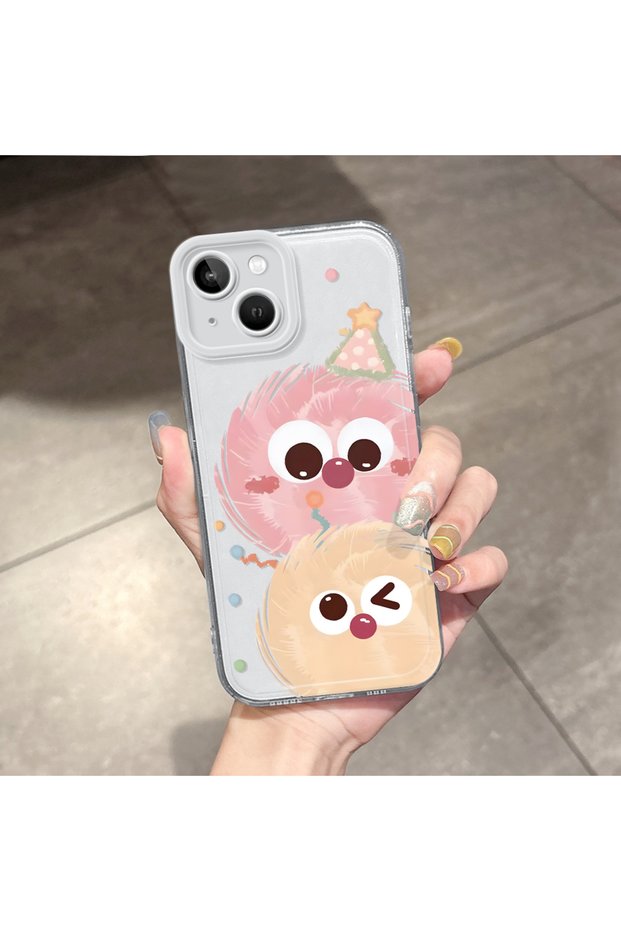 iPhone 13 Compatible Case Camera Protected Transparent Ultra Thin Silicone Cover Small Charcoal Ball Pattern