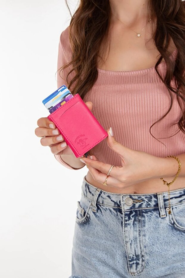 Women's Pink Mechanical Card Holder and Wallet
