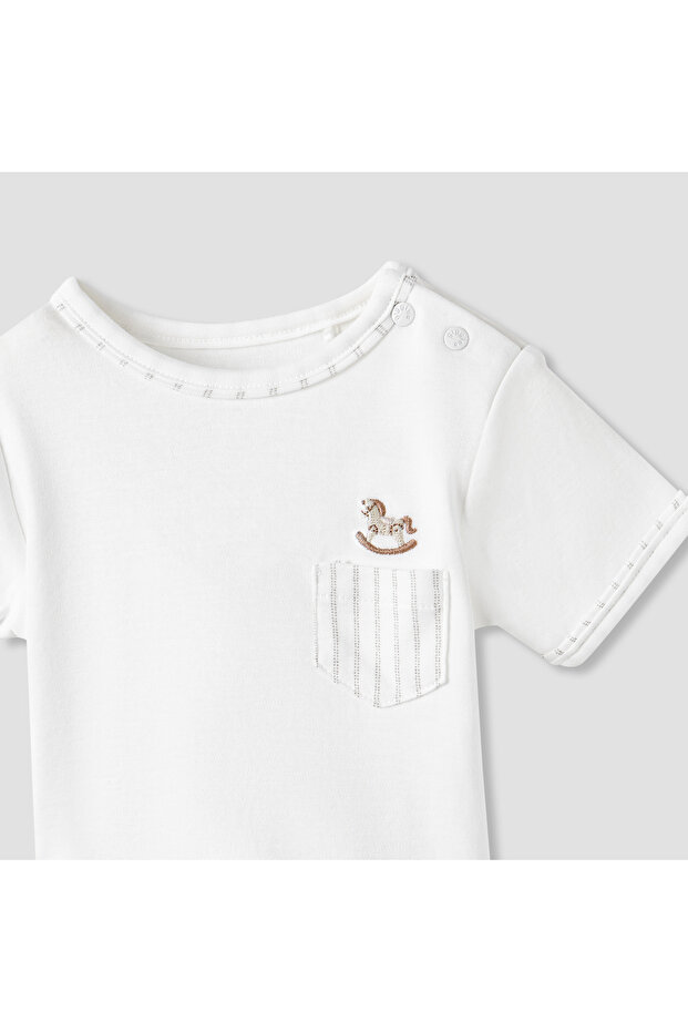 Solid Dungarees with T-shirt - 5