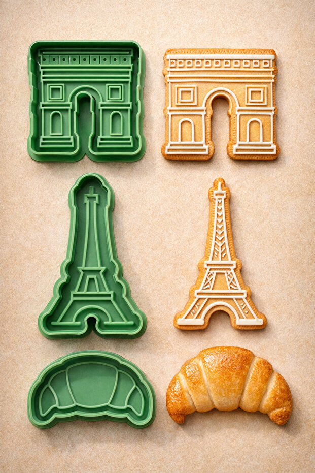 Paris France Cookie Cutter and Stamp Set 3D-0304-Set