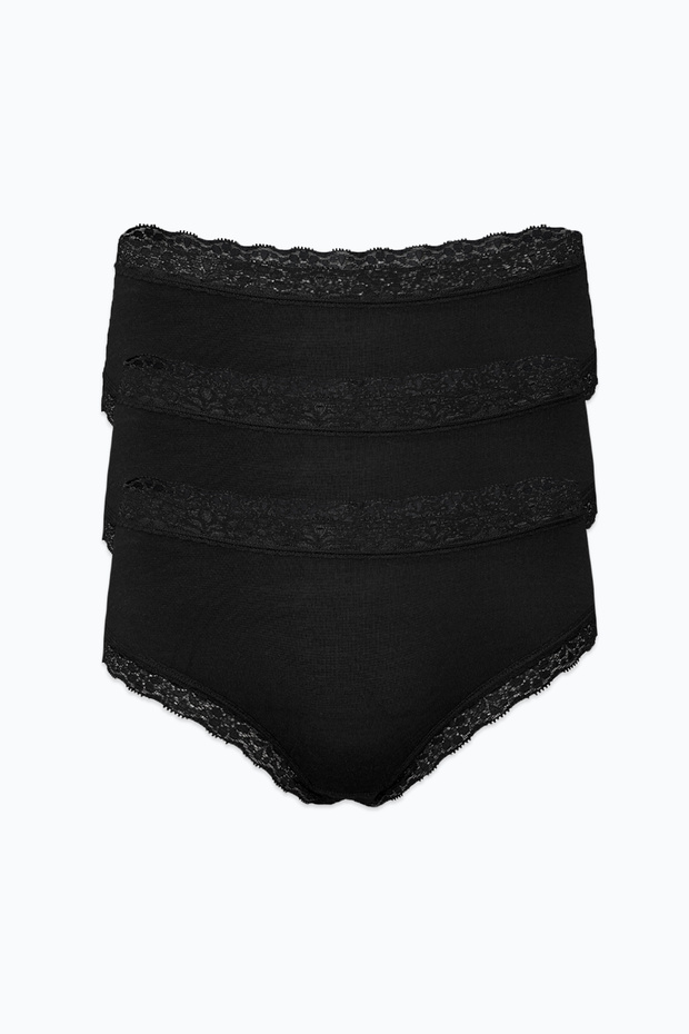 Women's Black 3-Pack Ultra Soft Micro Modal Lace Trim Slip Panties 3m700